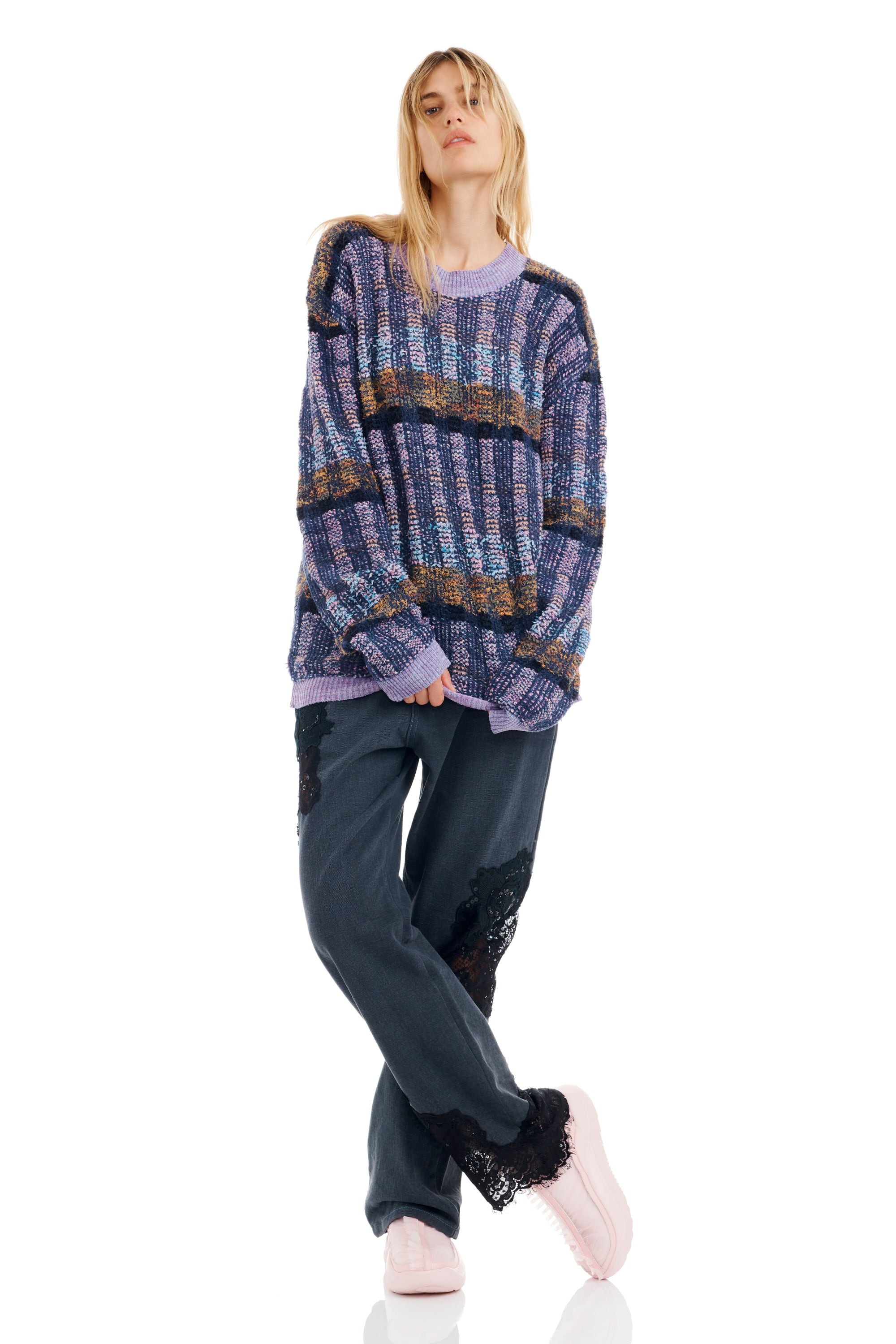 VITELLI PURPLE PLAID WOOLLY SWEATER - 3