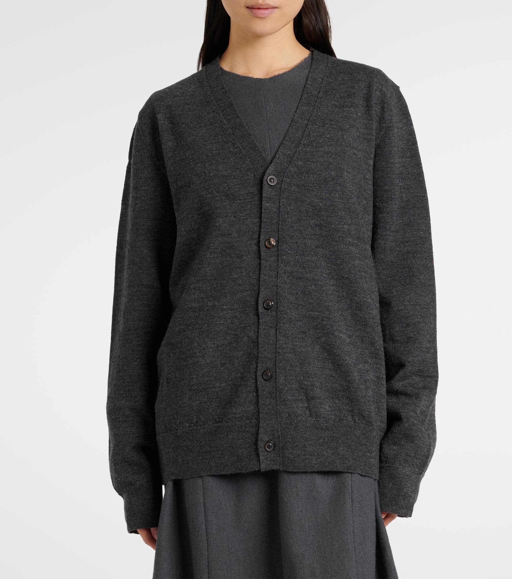 Leather-trimmed wool cardigan - 6