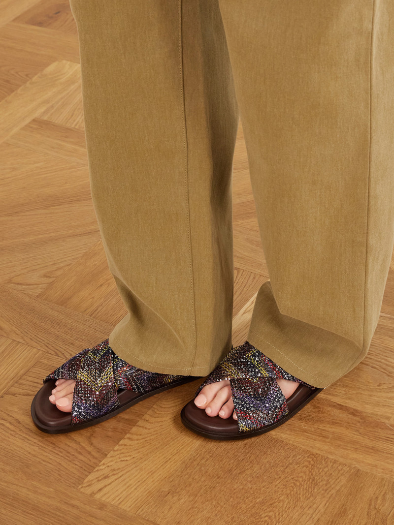 Missoni Viola Sequin-embellished Striped Woven Sandals outlook