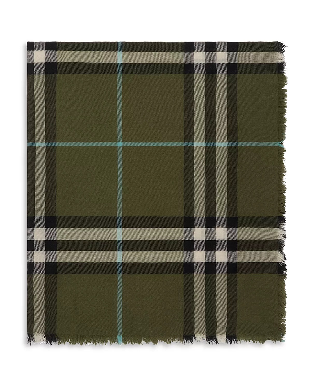 Wide Check Lightweight Wool Scarf - 2