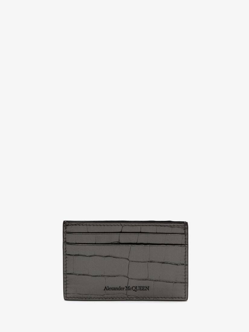 Embossed Croc Card Holder in Graphite - 1