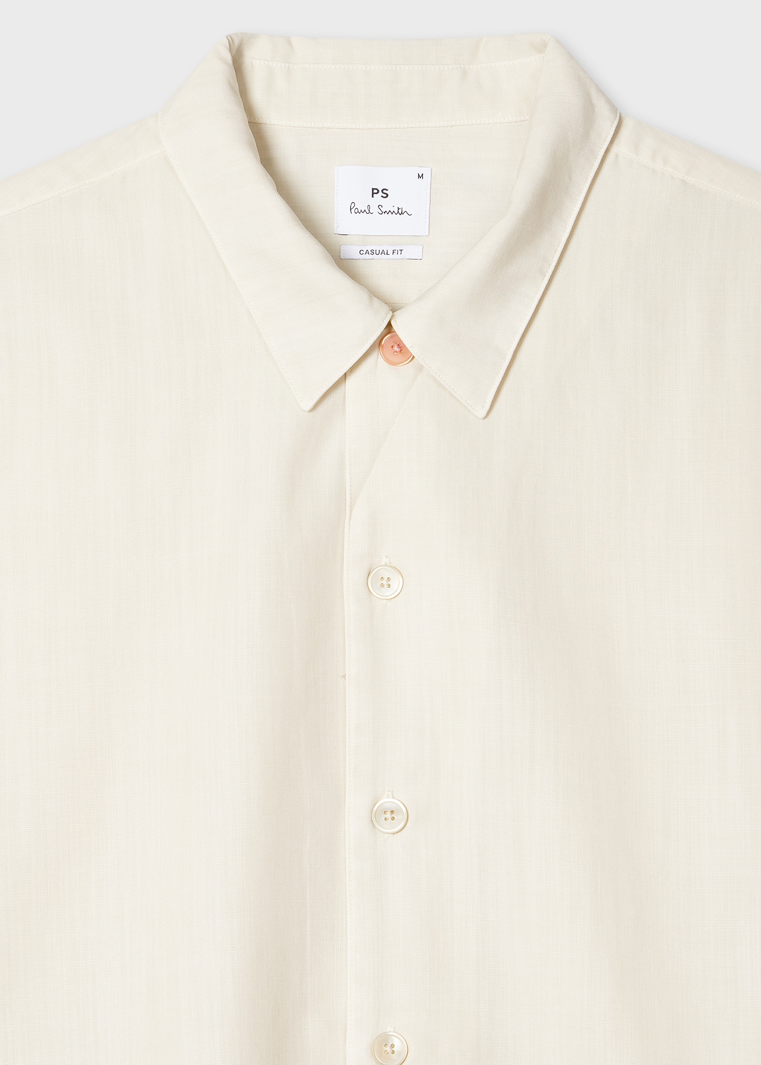 Ecru Lyocell-Cotton Floral Trim Short-Sleeve Shirt - 3