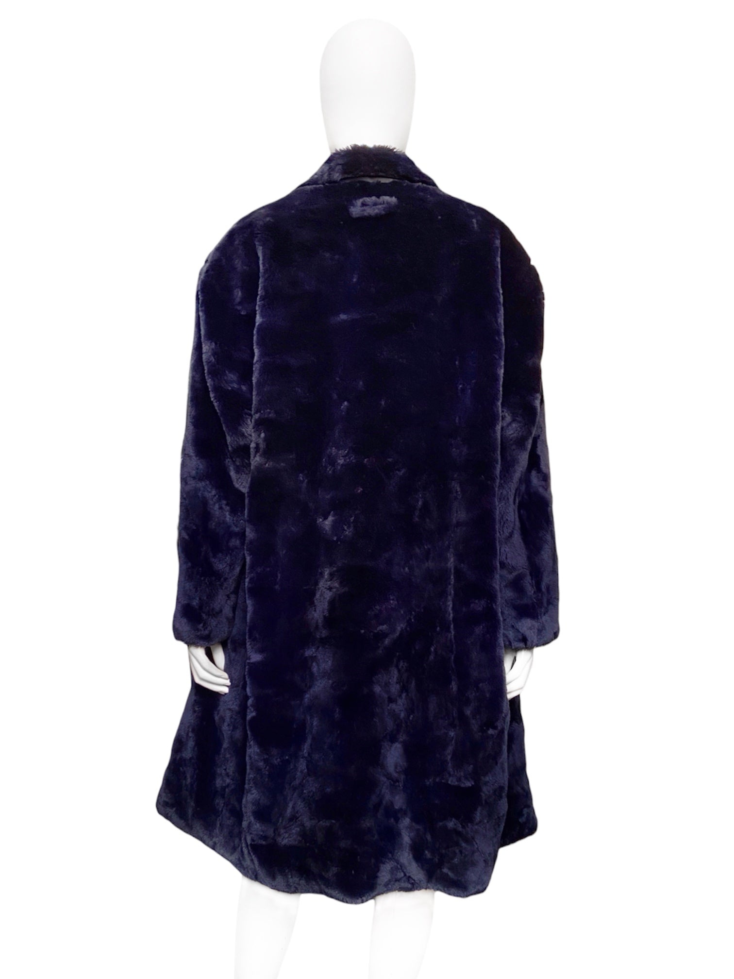 Jean Paul Gaultier 80s Lightening Blue Faux Fur Coat - 8