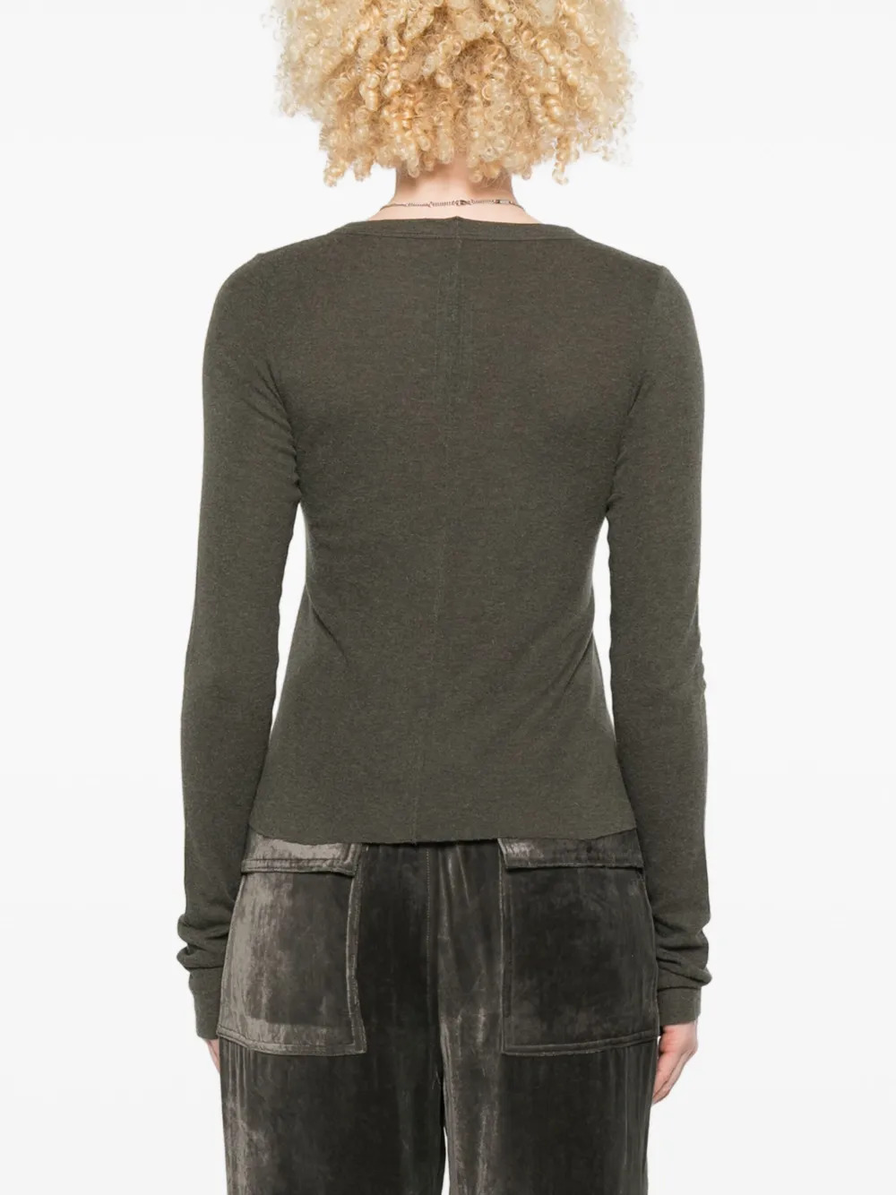 RICK OWENS - Women Cropped Rib LS T-shirt - 3
