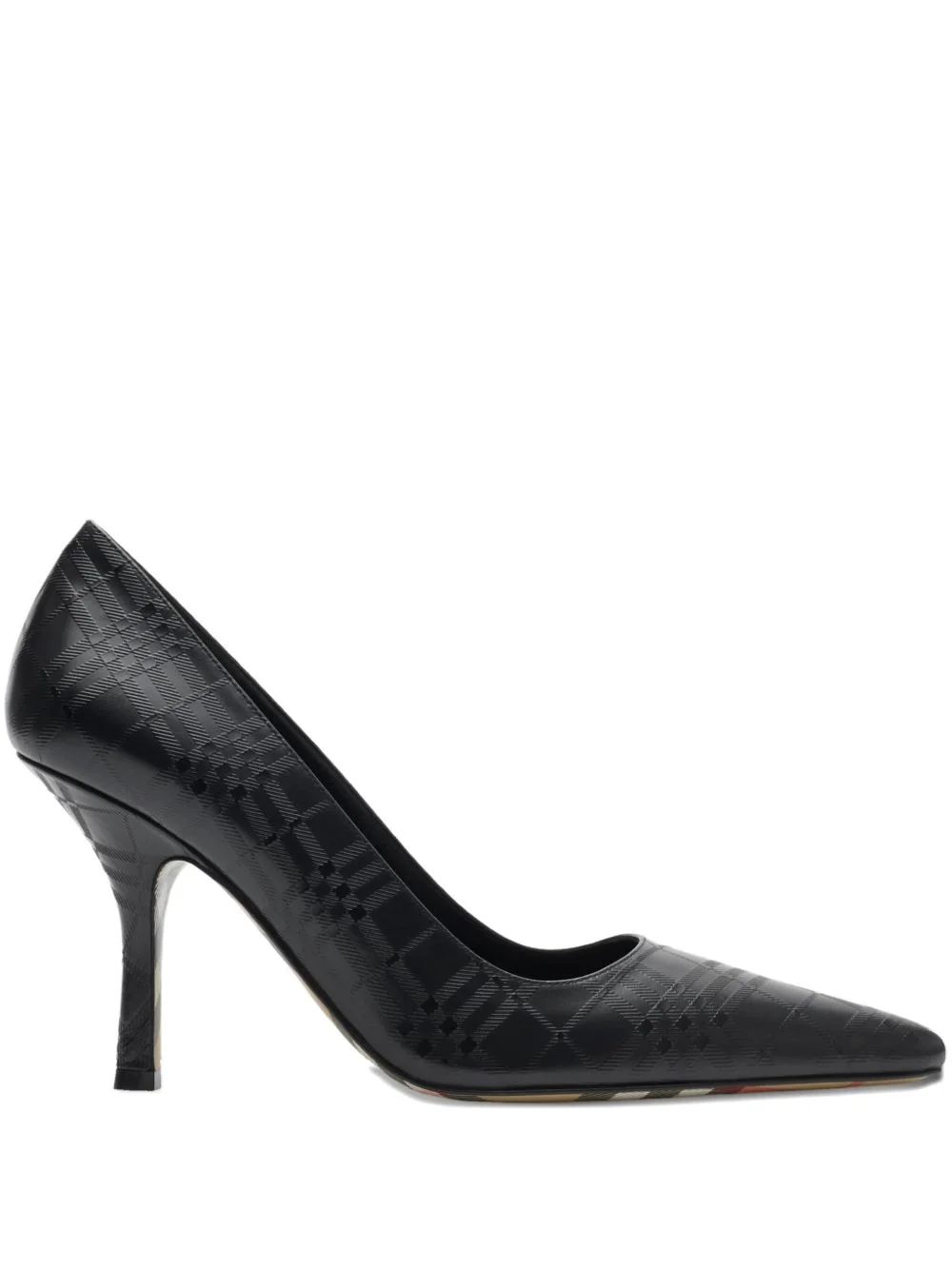 90mm Dame check embossed pointed pumps - 1