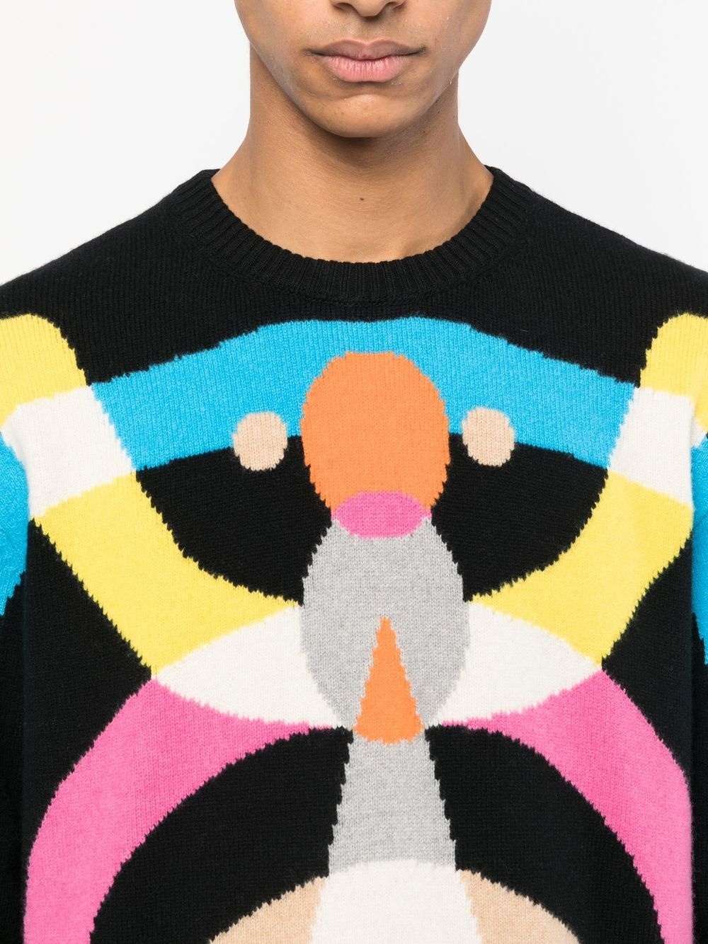 Hyper abstract-pattern detachable-collar jumper - 5