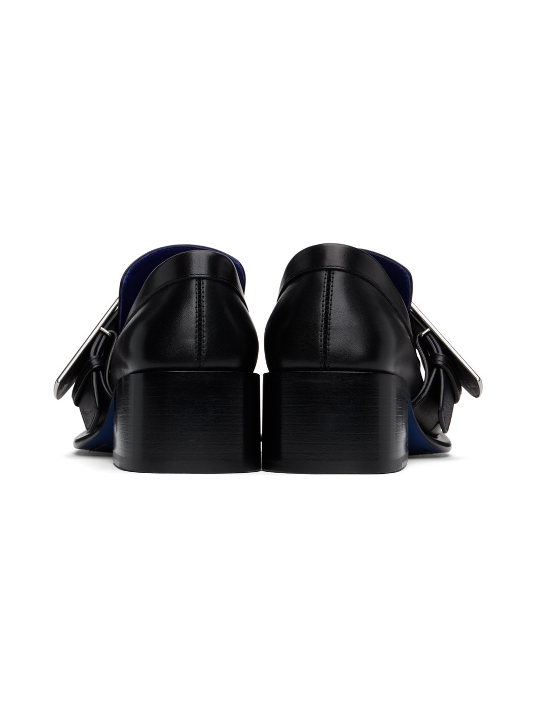 Black Leather Shield Loafers - 2