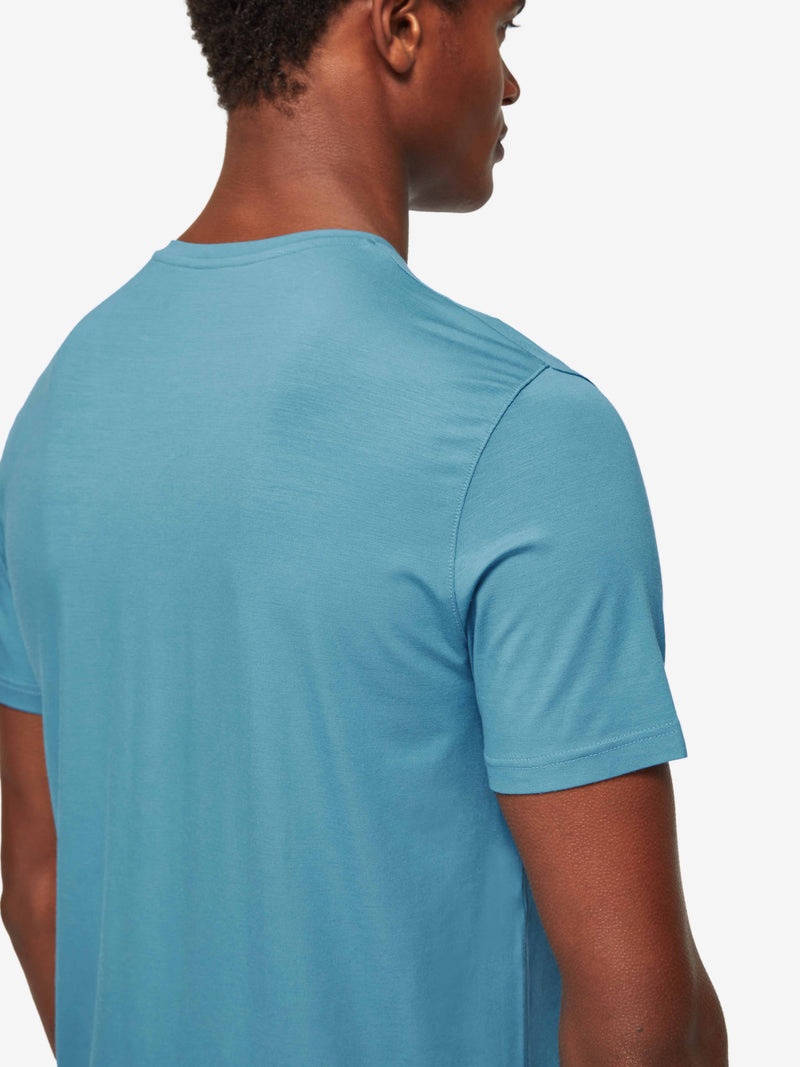 Men's V-Neck T-Shirt Basel Micro Modal Stretch Harbour Blue - 7