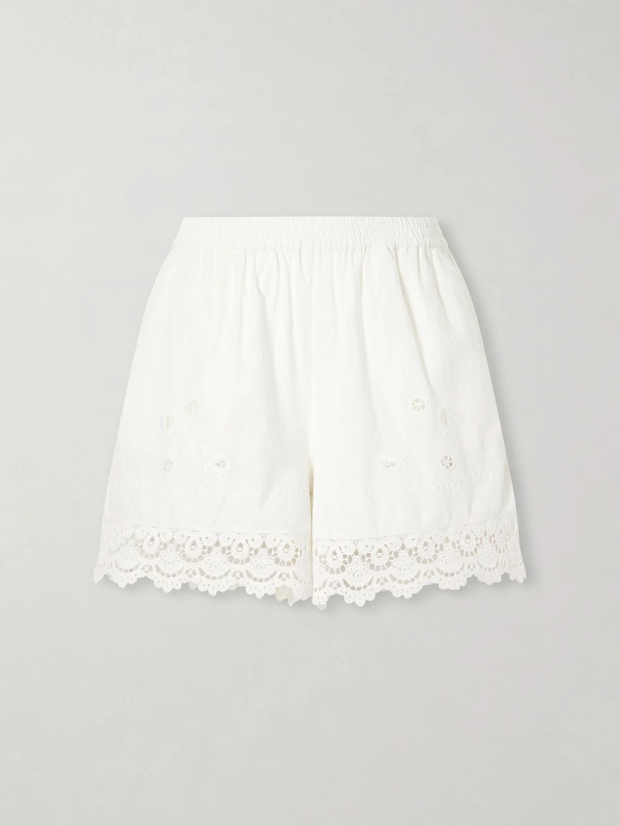 Tallulah Floral-embroidered Organic Cotton And Linen-blend Shorts - 1