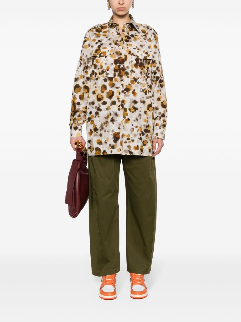 watercolour-print cotton shirt - 2