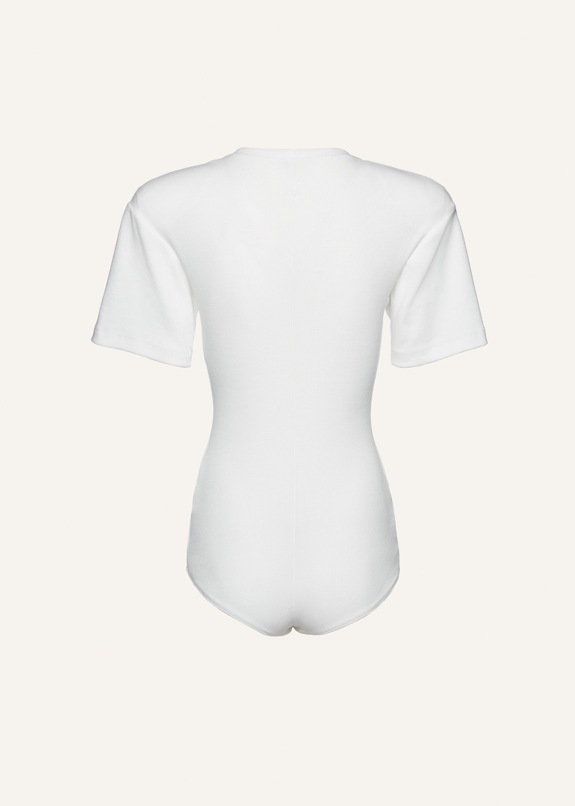 Ribbed short sleeve bodysuit in cream - 2
