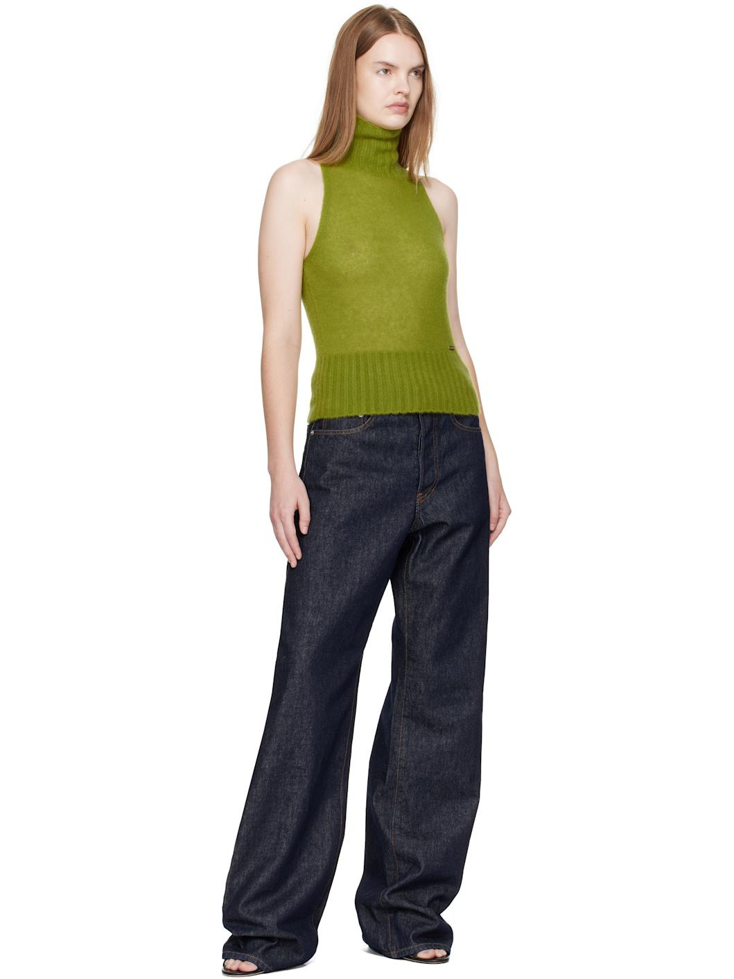Green Cashmere Silk Turtleneck - 4