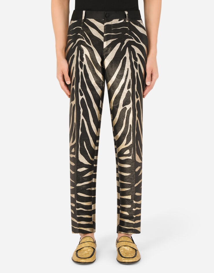 Zebra-print satin lamé pants - 1