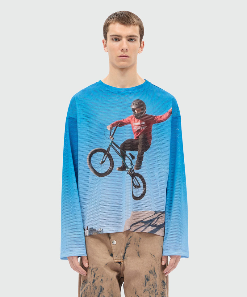 MSGM Long-sleeve mesh T-shirt with print outlook