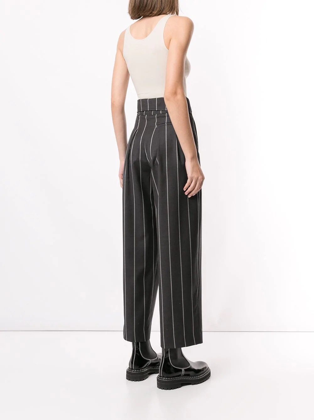 pinstripe foldover-waist tailored trousers - 4