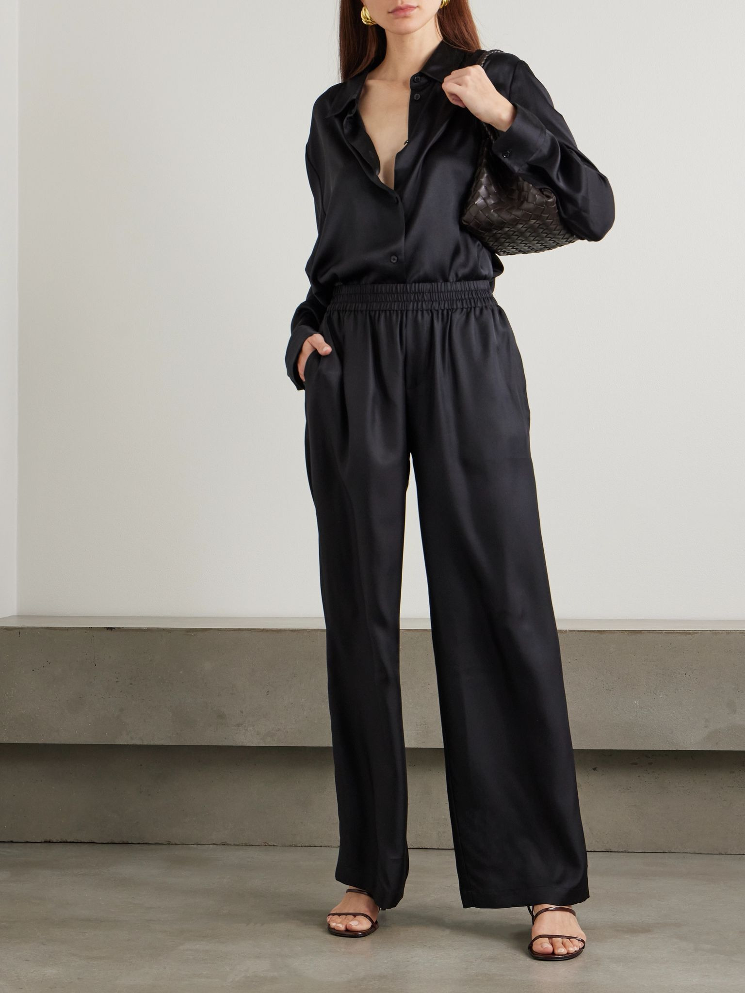 Silk-satin shirt Black - 2