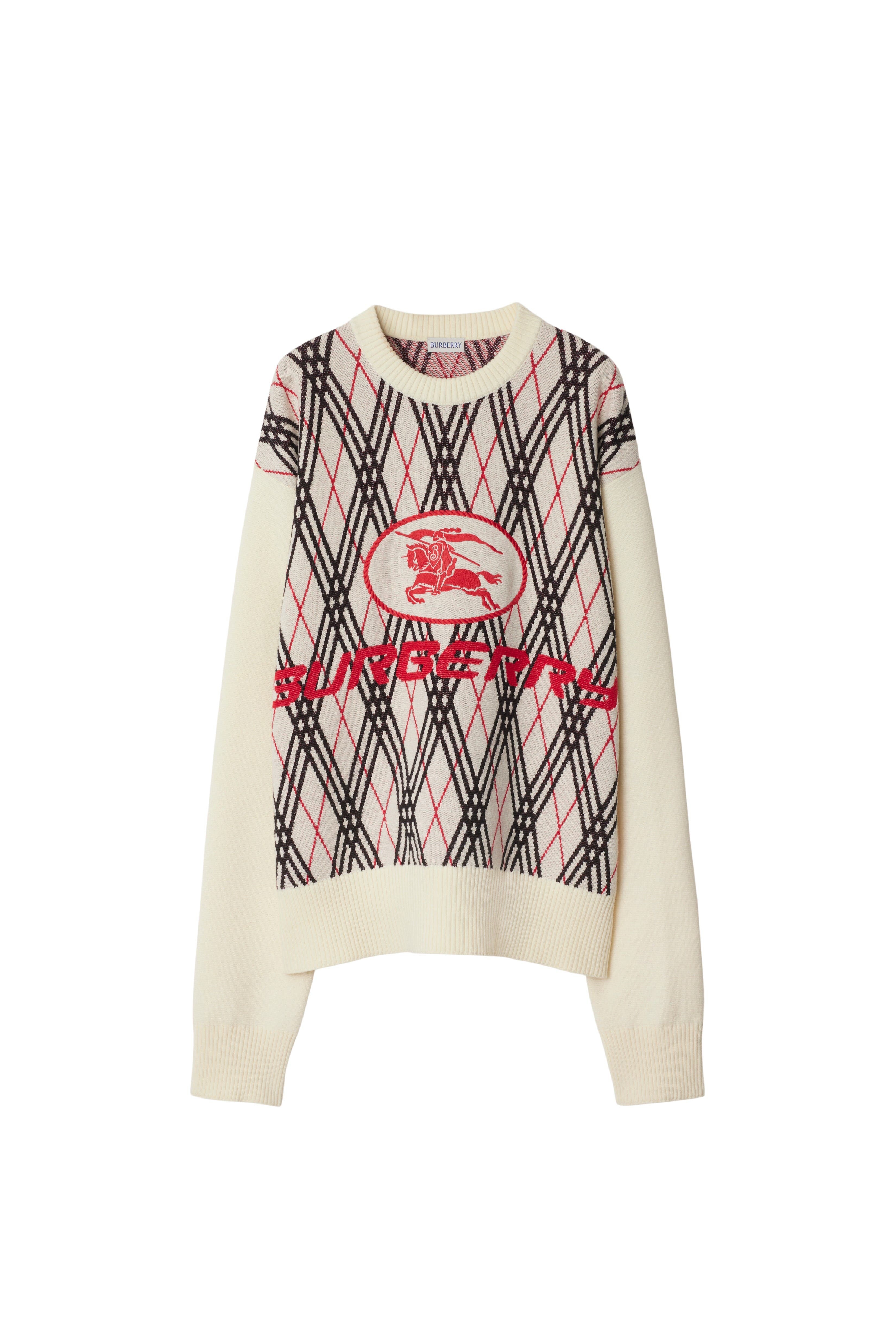 burberry Argyle Check Wool Blend Sweater in Chalk White at Nordstrom - 2