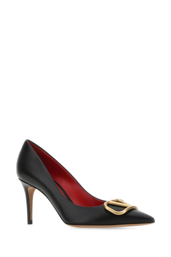 Valentino Garavani Woman Black Leather Vlogo Pumps - 2