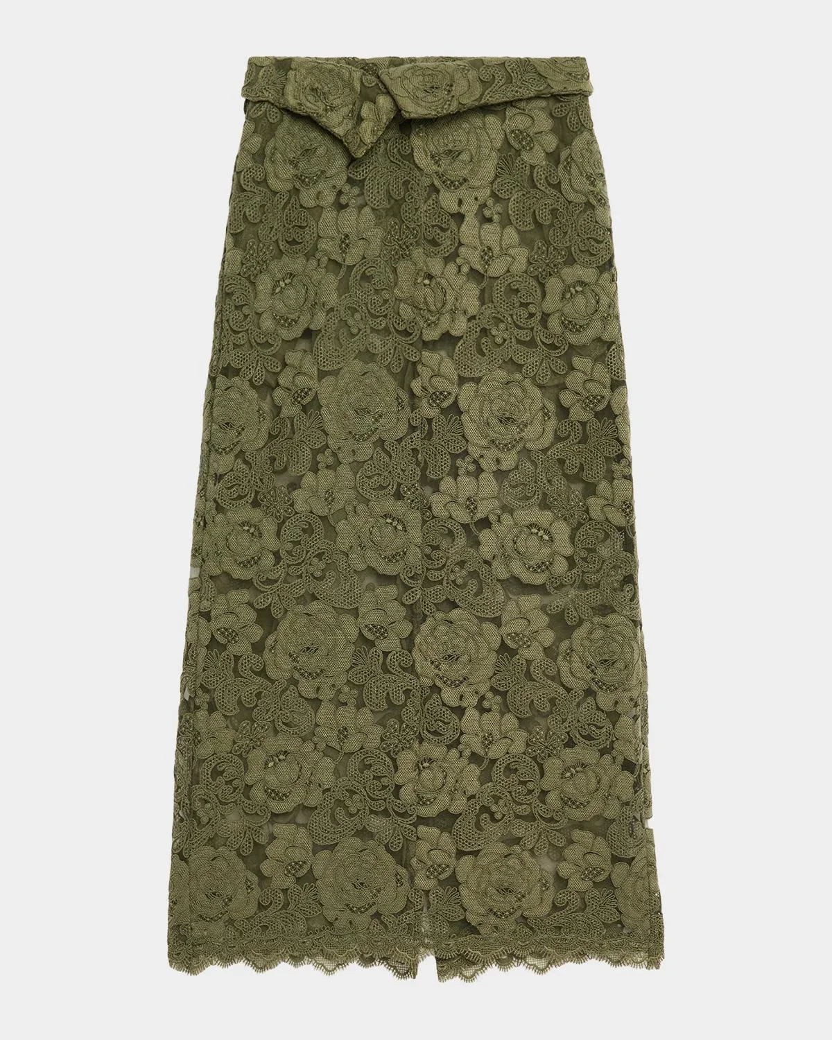 Peeling Waist Lace Midi Skirt - 1
