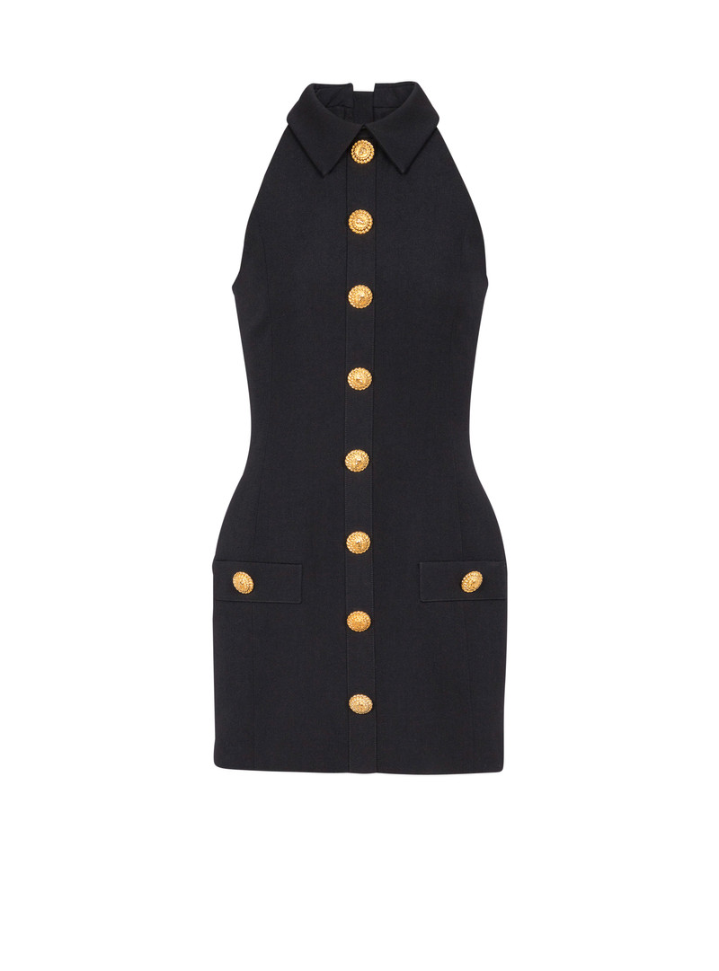 Short grain de poudre dress with buttons 1