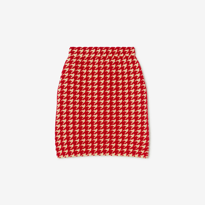 Houndstooth Nylon Blend Mini Skirt 1