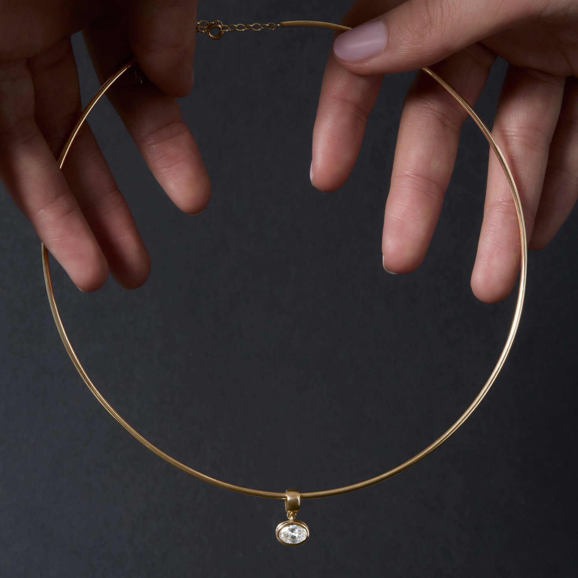 LAB-Created Oval Diamond Charm - 7