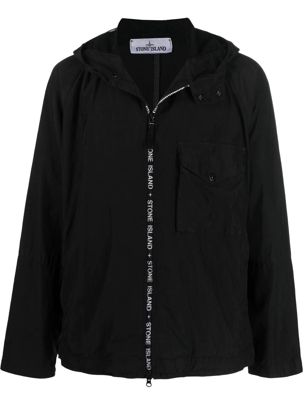 logo-trim hooded jacket - 1
