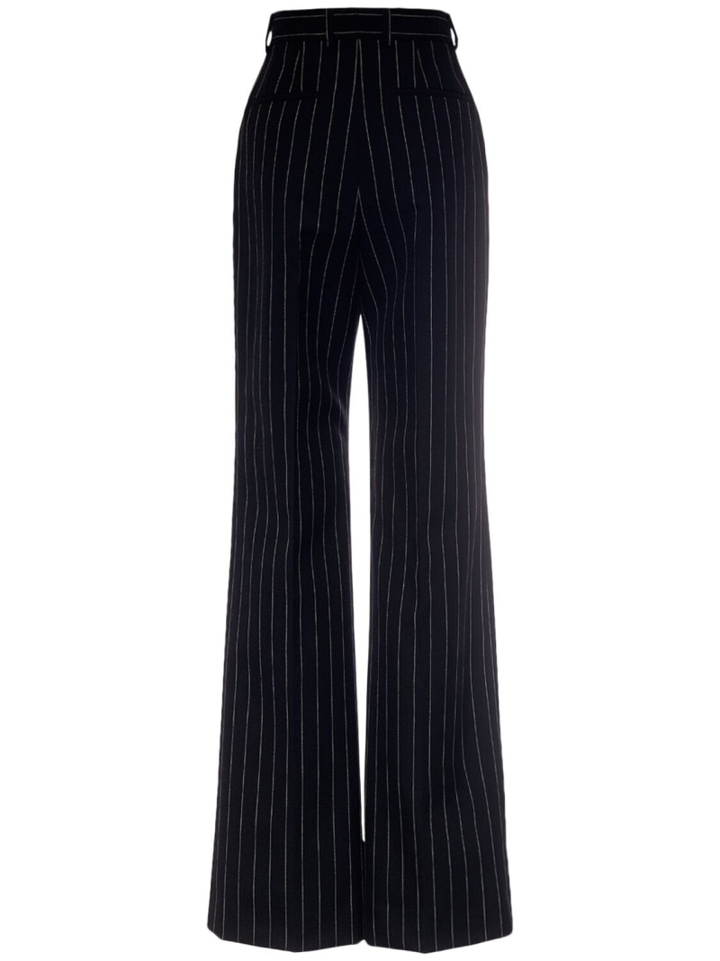 Wool pinstriped flare pants - 5