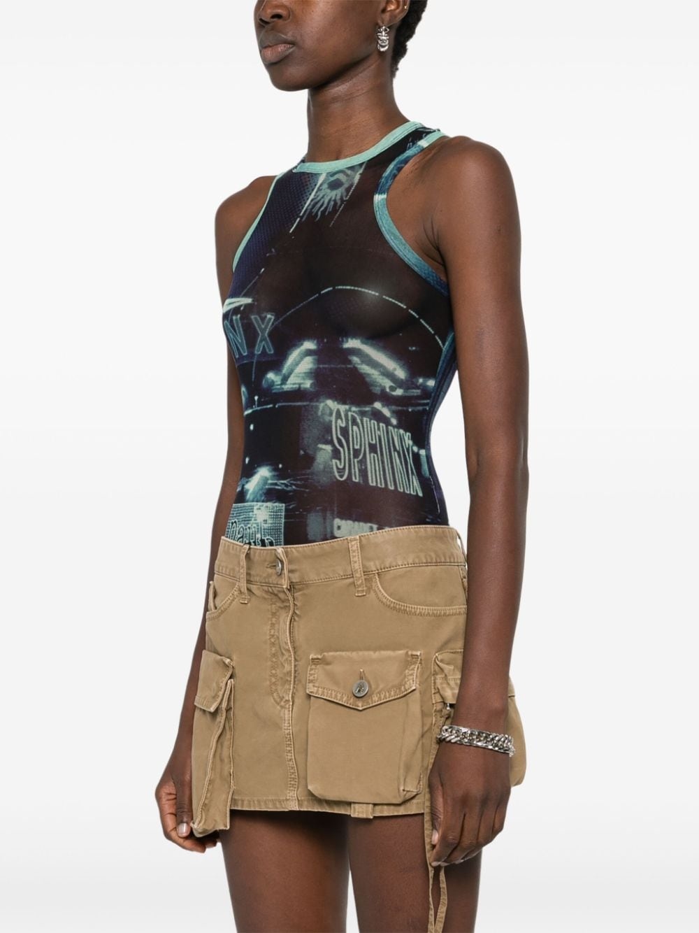 Pigalle-print mesh bodysuit - 3