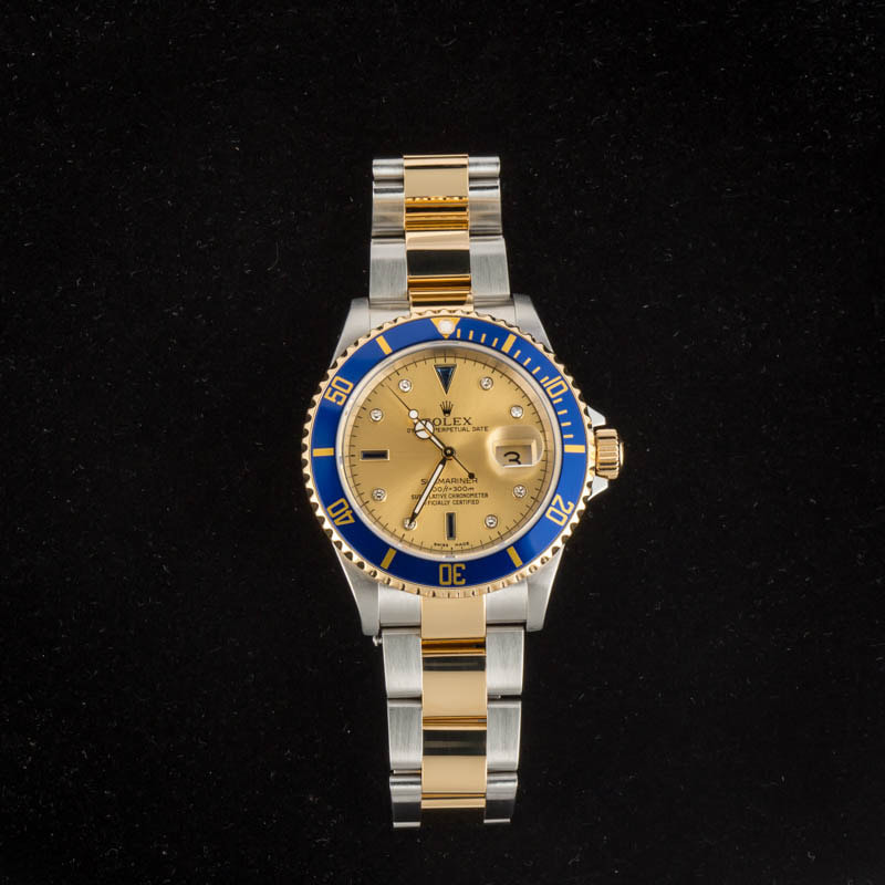 Rolex Submariner 16613 Serti Dial Steel & Gold - 5
