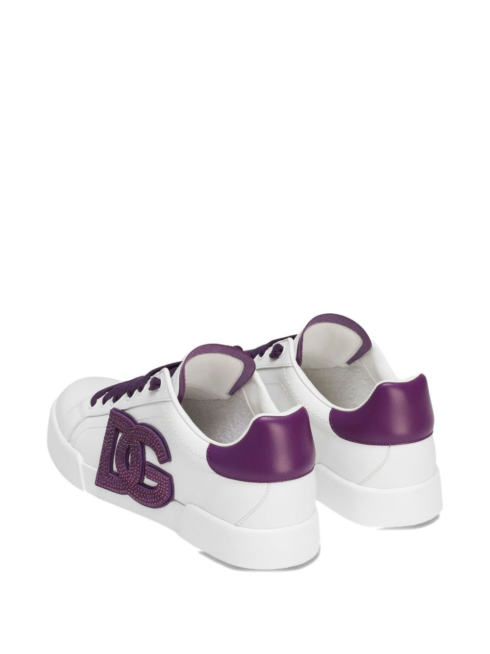 crystal-embellished leather sneakers - 4