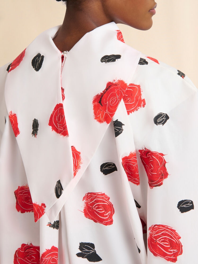 WHITE POPLIN BALLOON TOP WITH IRIS PRINT - 4