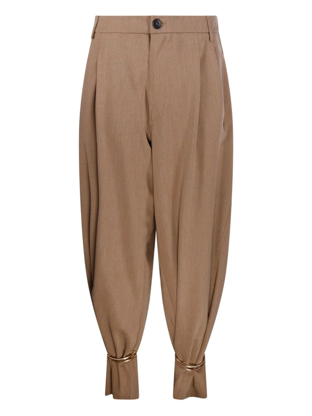 pleated cuffed tapered trousers - 1