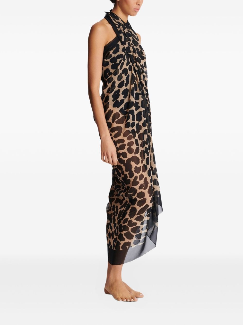 leopard-print cover-up - 3