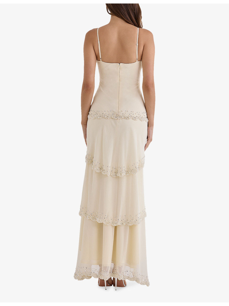 Sorelle Bead-Embellished Georgette Maxi Dress 4
