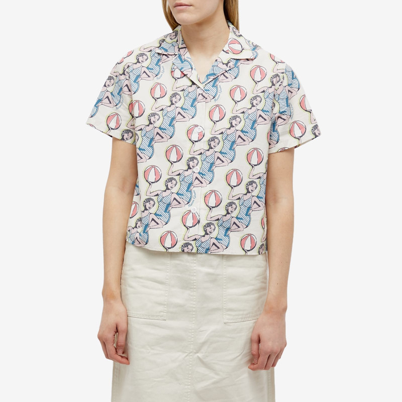 Maison Kitsuné Maison Kitsune Dancing Girls Print Cap Sleeve Shirt outlook