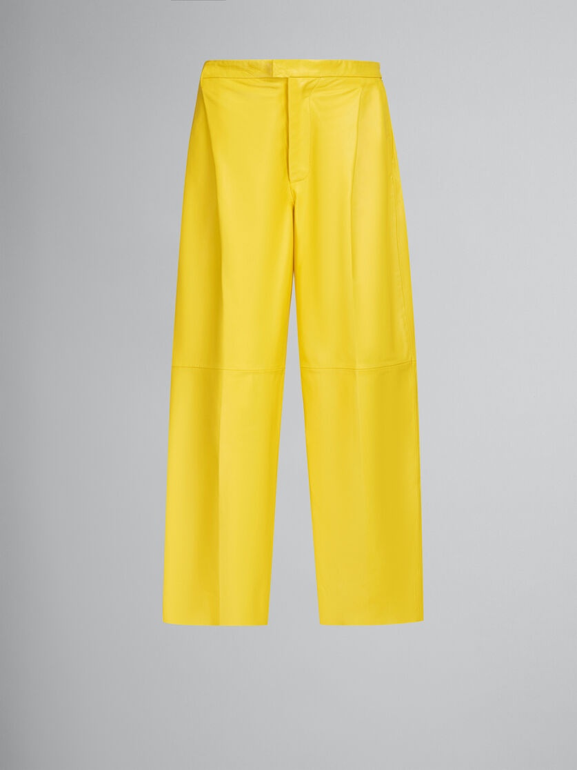 YELLOW NAPPA LEATHER TAILORED TROUSERS - 1