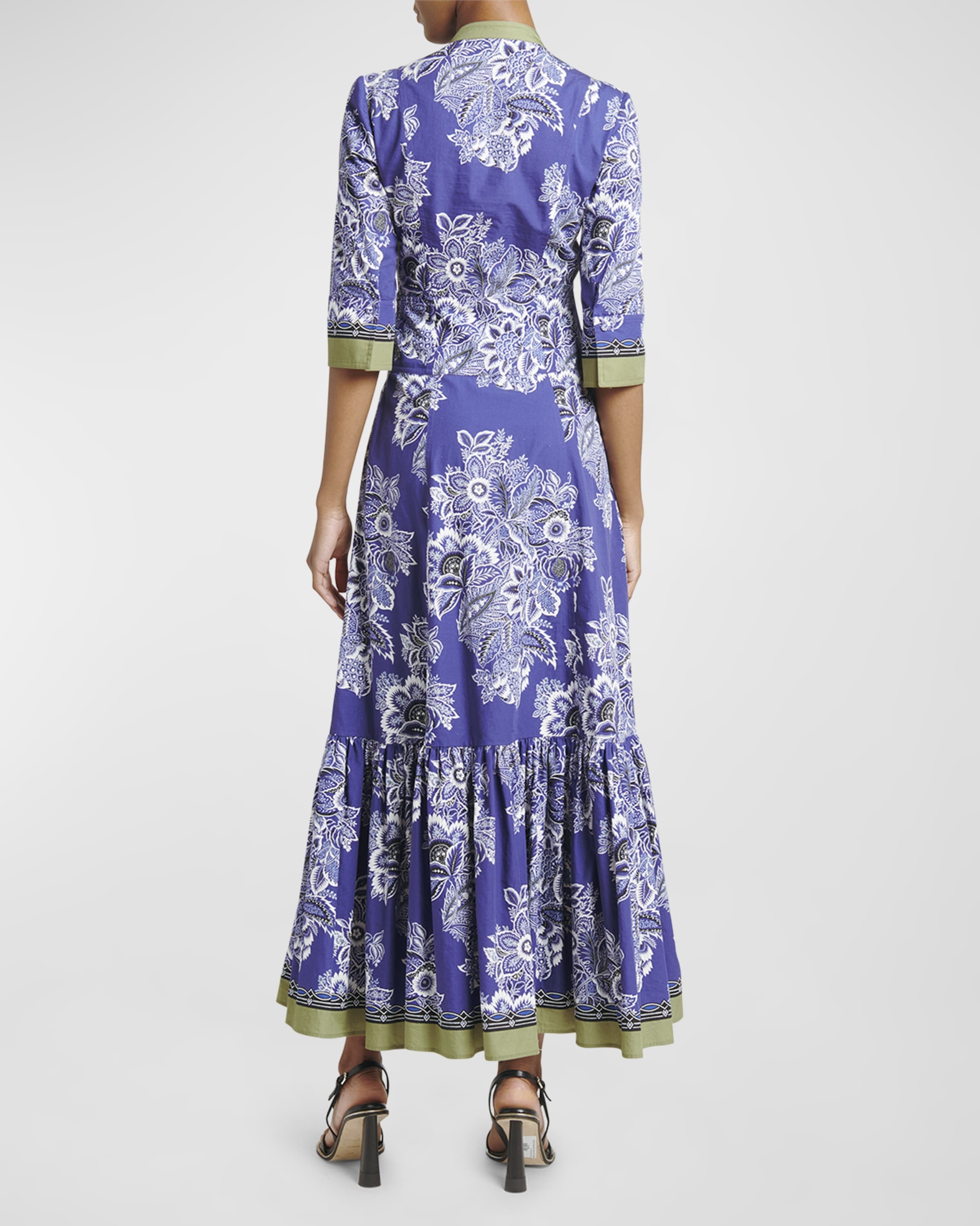 Bandana-Print 3/4 Sleeve Midi Dress - 3