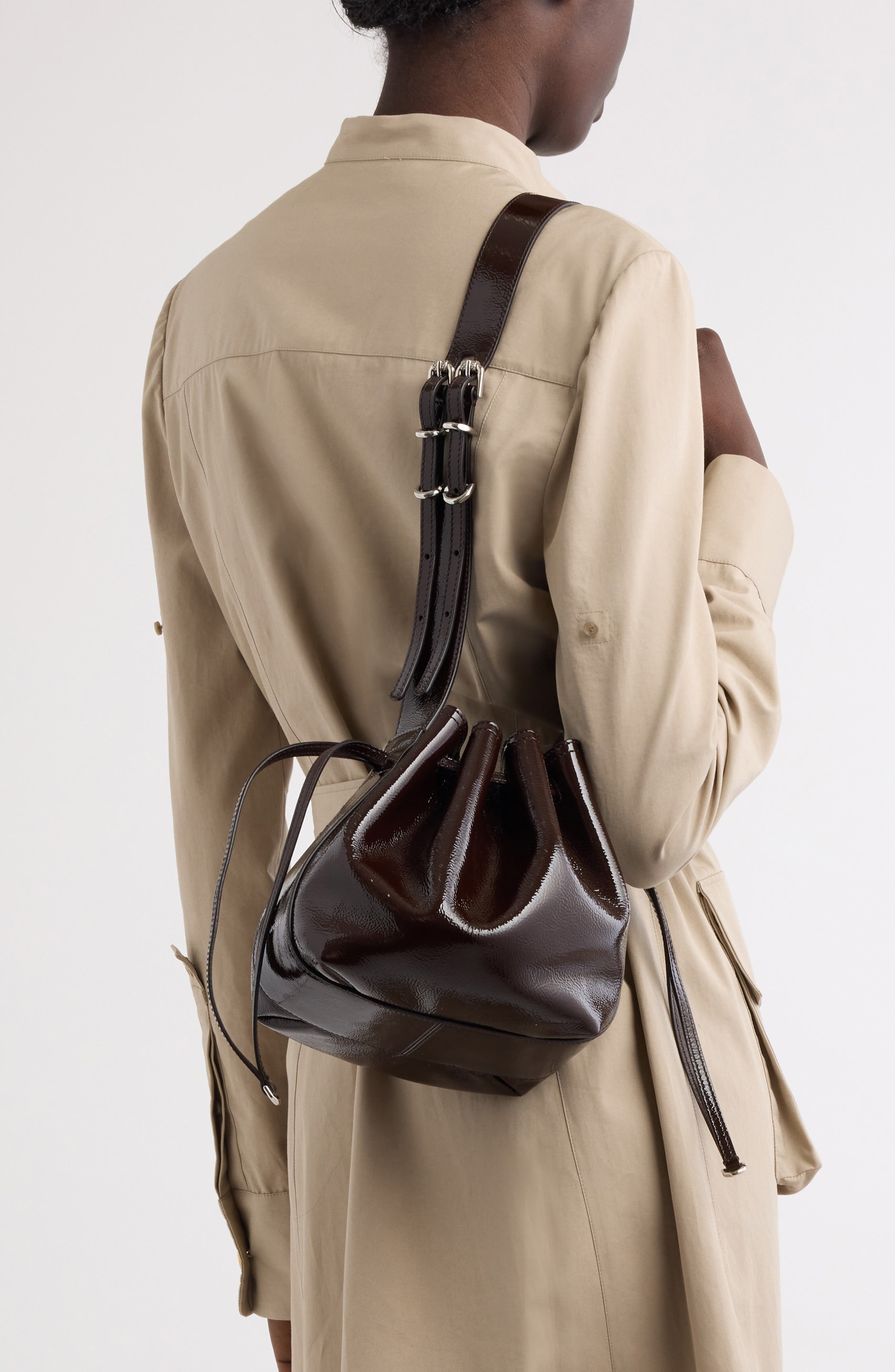 Givenchy Small Pumpkin Drawstring Leather Bucket Bag in Ebony Brown at Nordstrom - 3
