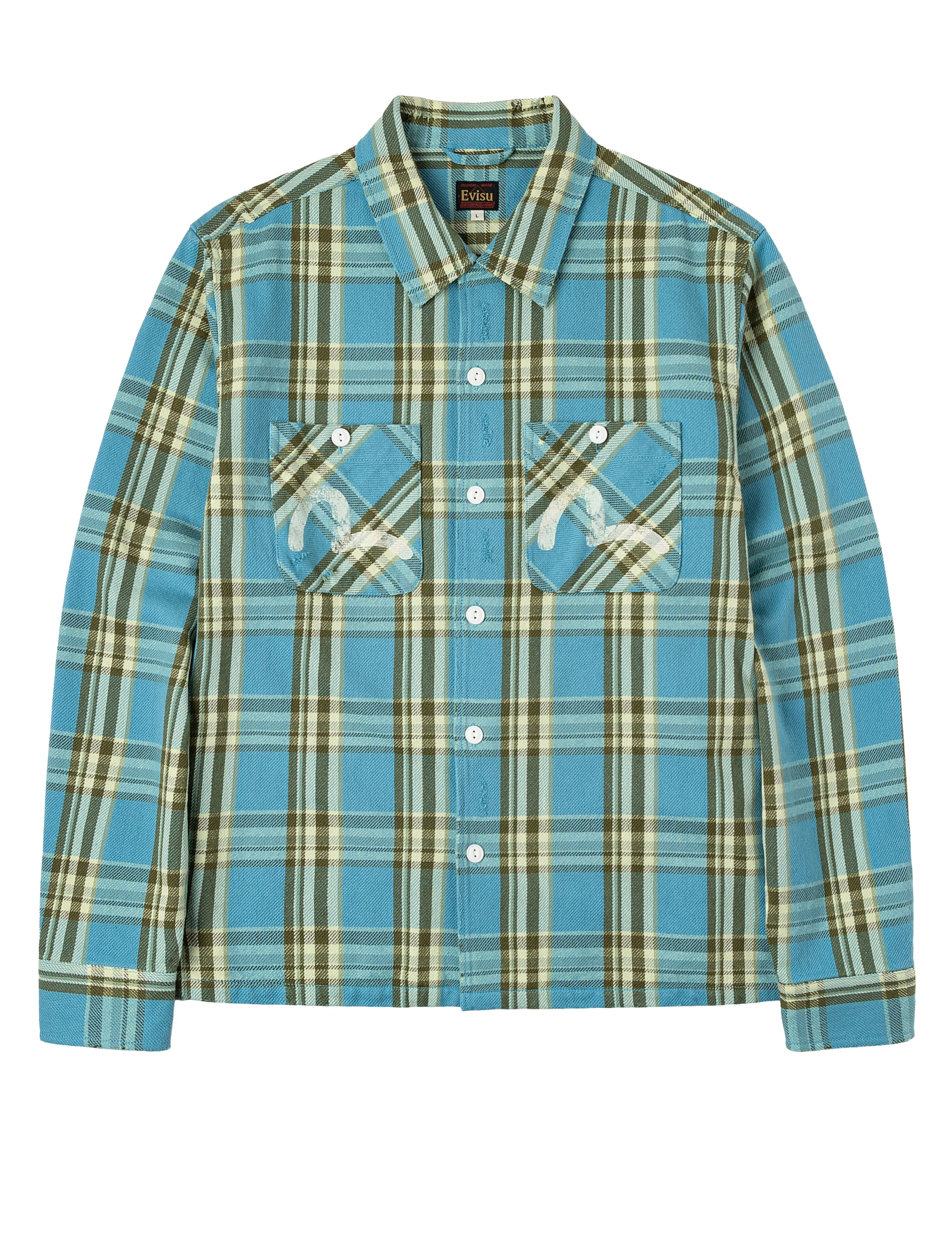 Seagull Print Relax Fit Plaid Flannel Shirt - 10