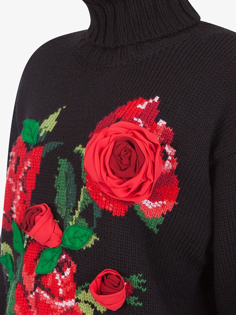 3D rose-intarsia roll-neck jumper - 5