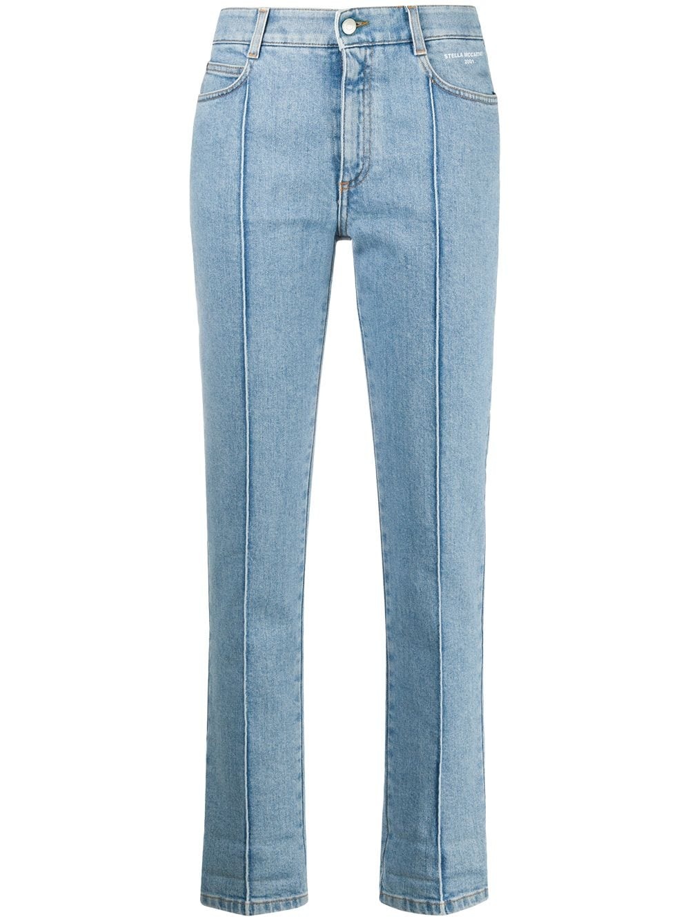 cropped cordroy-detail denim jeans - 1