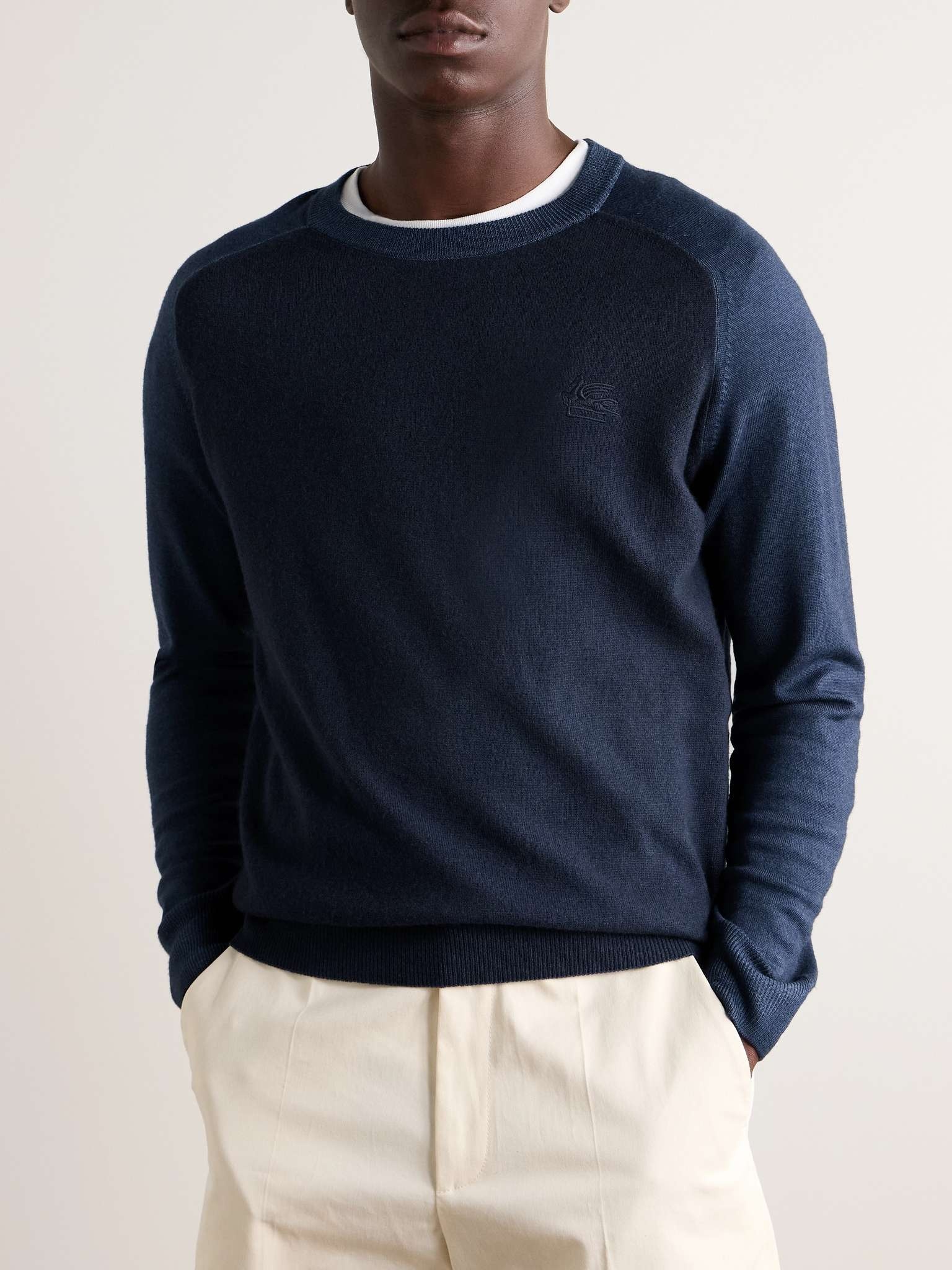 Logo-Embroidered Two-Tone Wool Sweater - 3
