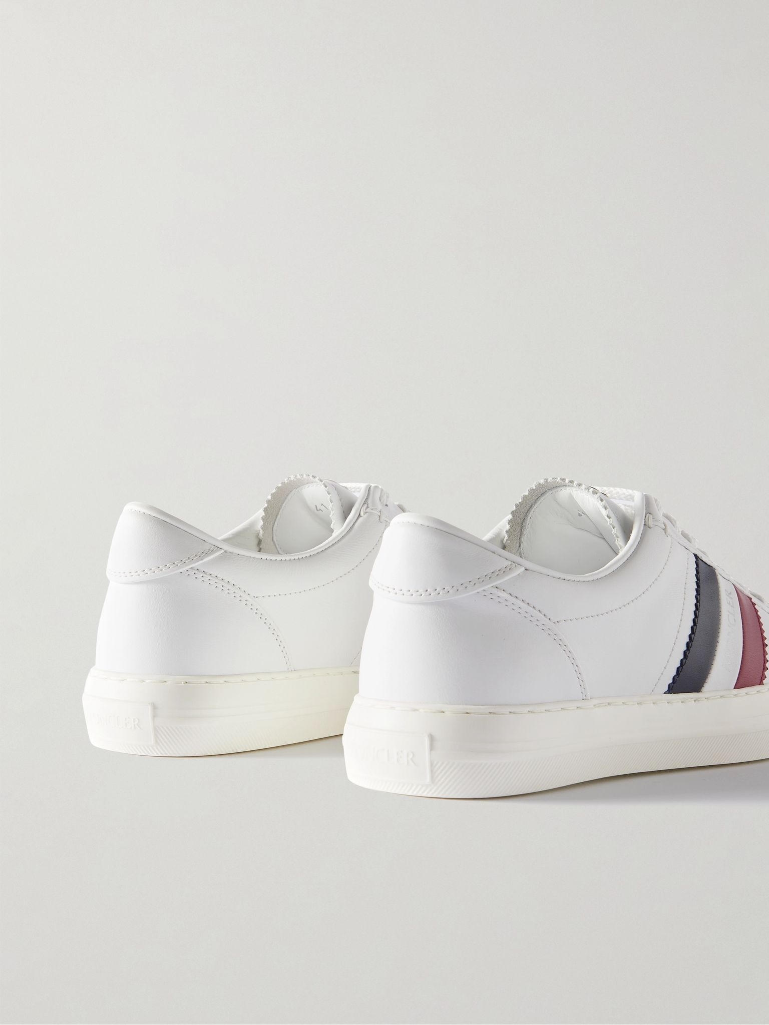 New Monaco Striped Leather Sneakers White - 5