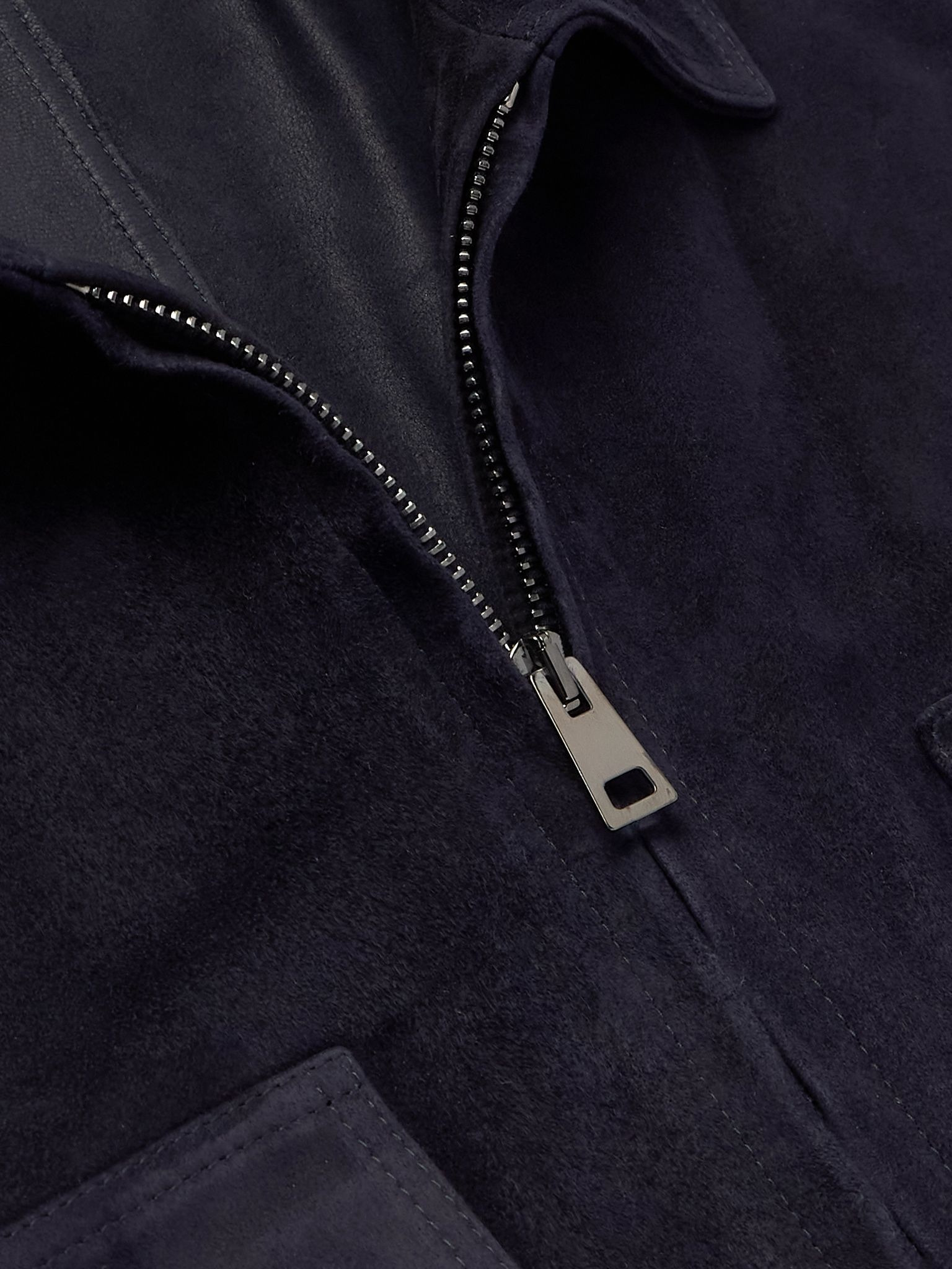 Suede Bomber Jacket Navy - 5