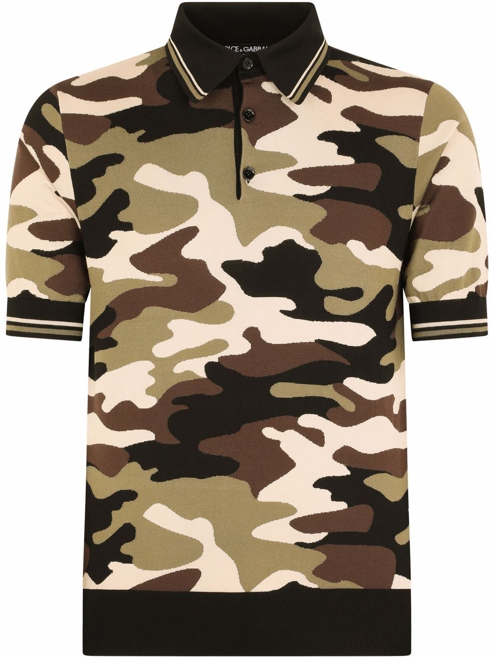 camouflage-pattern silk polo shirt - 1