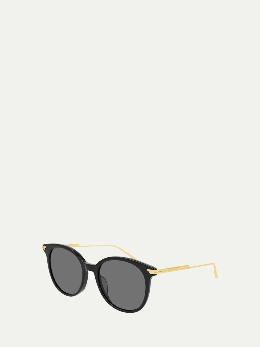 Round Acetate/Metal Sunglasses - 1