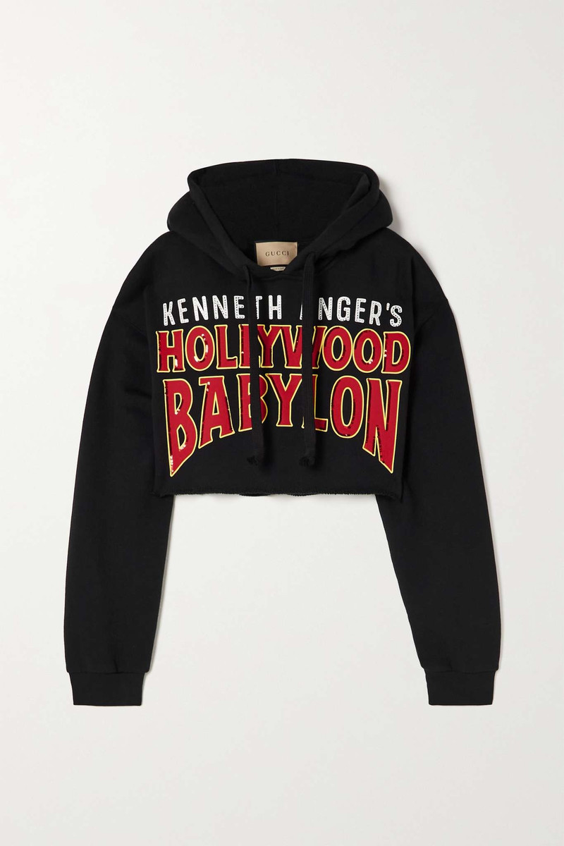 Cropped embellished printed cotton-jersey sweatshirt - 1