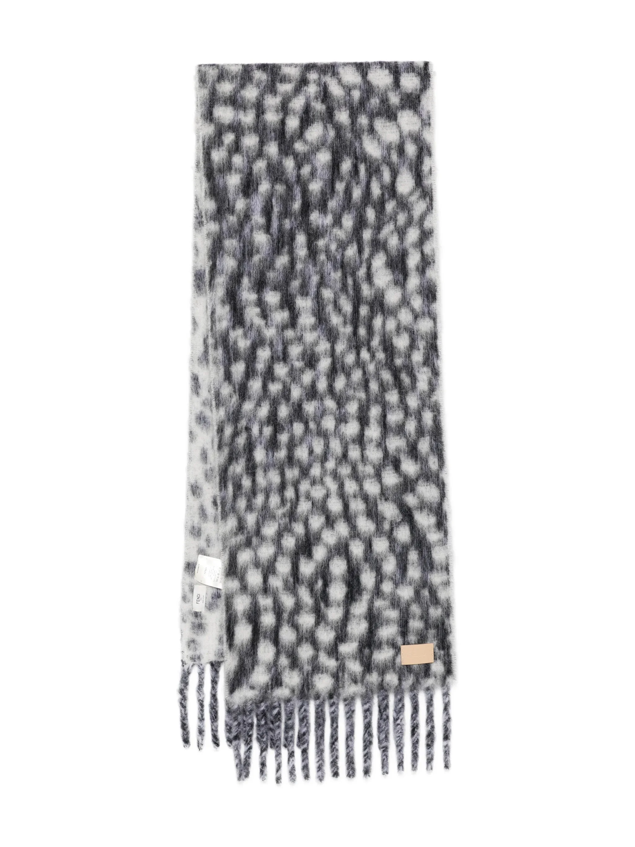 dot-pattern fringed scarf - 1