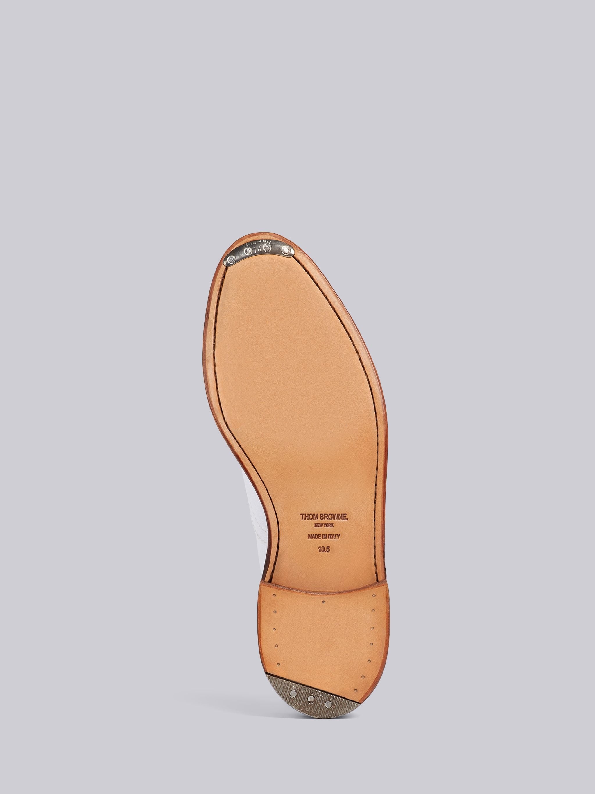 White Cotton Leather Sole Heritage Trainer - 5